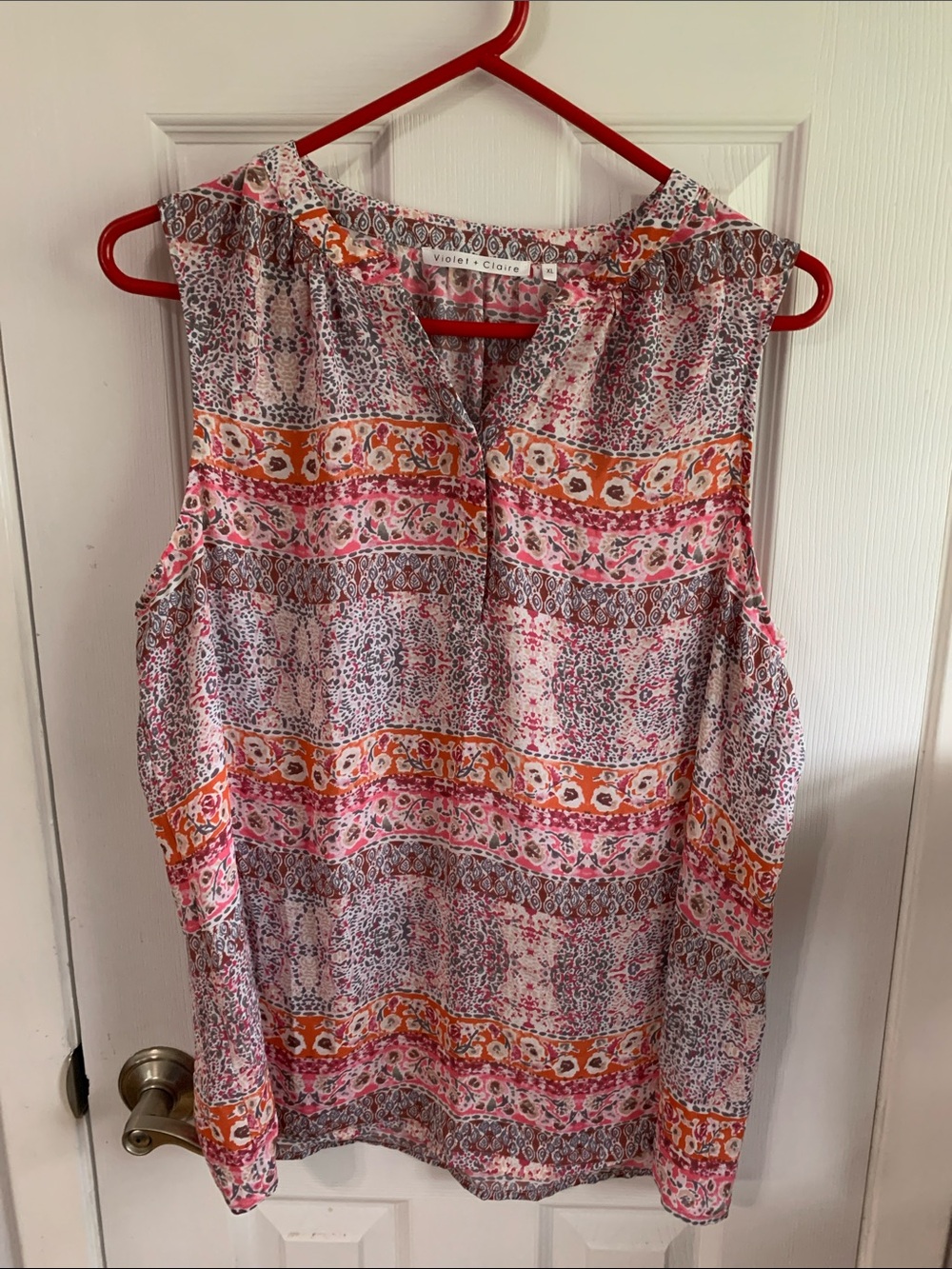 Violet & Claire Pink and Orange Patterned Sleeveless Camisole